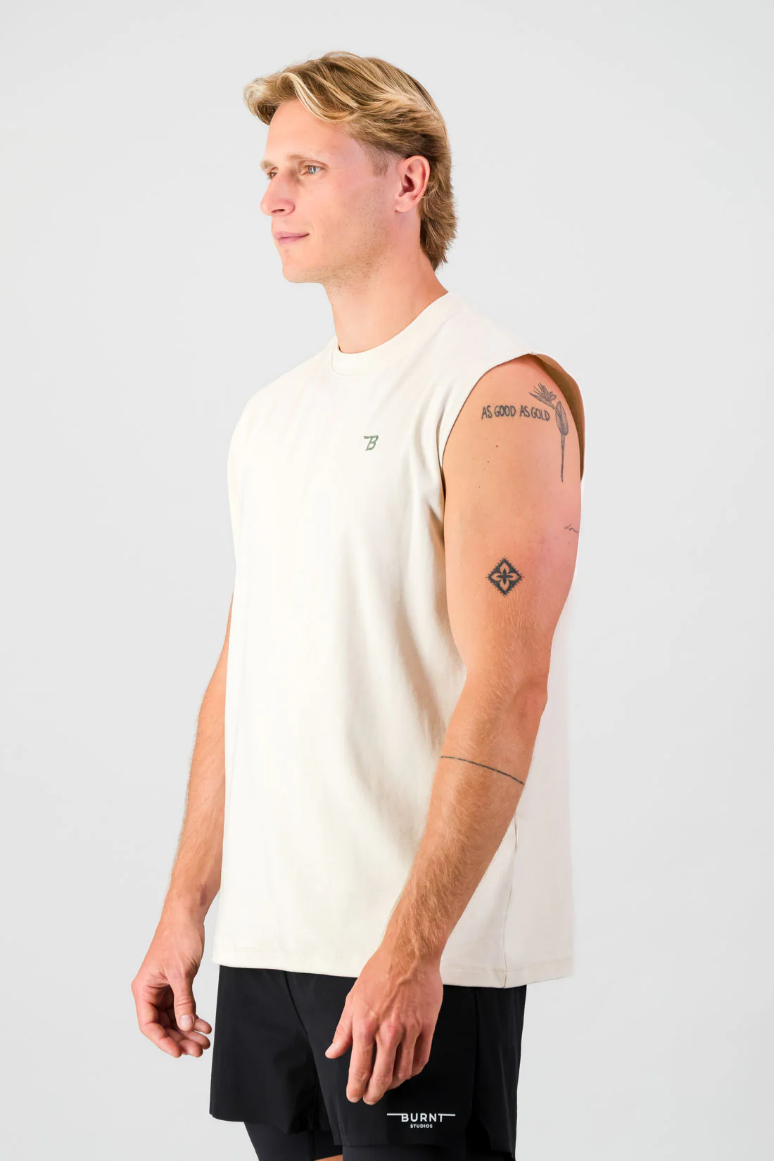 Lightweight Cotton Tank - Cream - Image 2