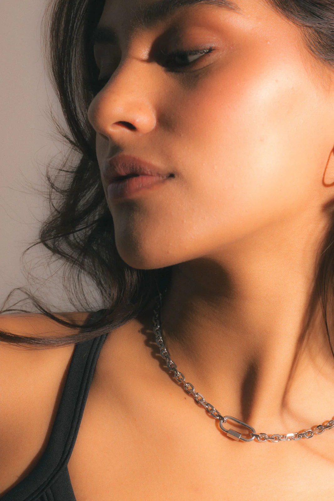 Lock Chain Necklace - Silver - Image 3