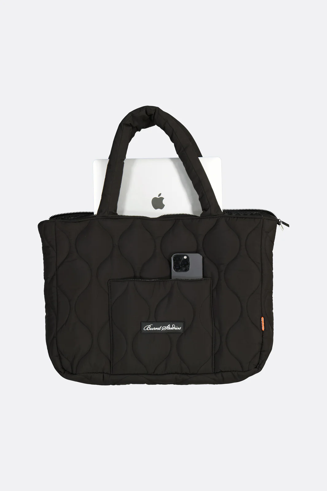 Quilted Tote Bag - Black - Image 6