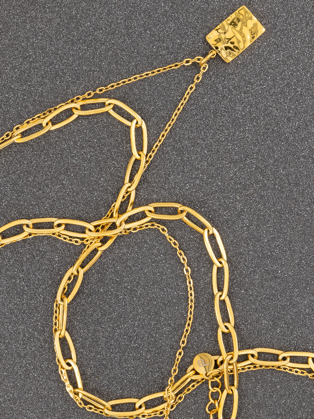 Stacked Necklace with Paperclip & Charm - Image 4