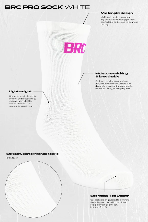 BRC Pro Sock - White & Pink - Image 7